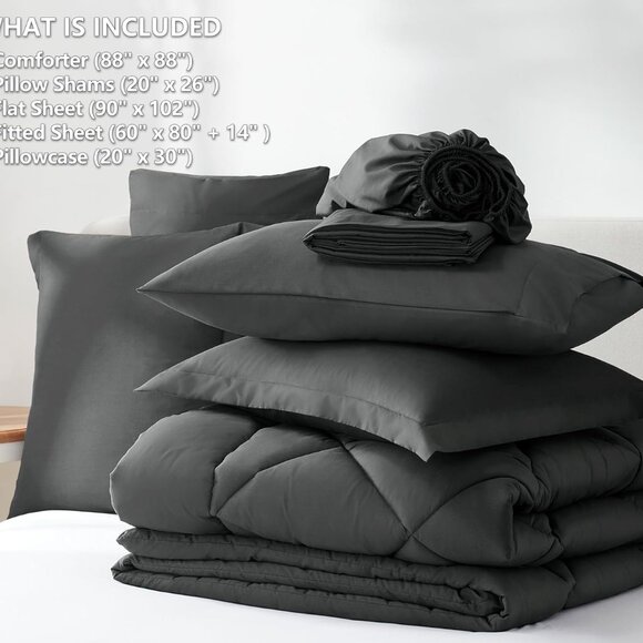 7 Pieces, Luxury Soft Bed Set for All Seasons, Bedding Set w/Down Alternative - Picture 6 of 6